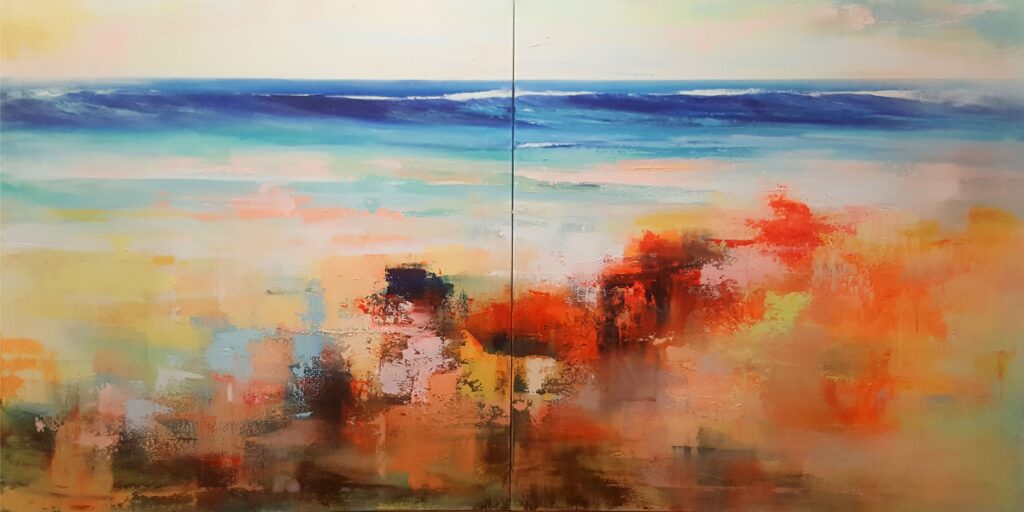 Diptico-Playa-de-La-Bota-Acrilico-lienzo-2x90x90-(1)